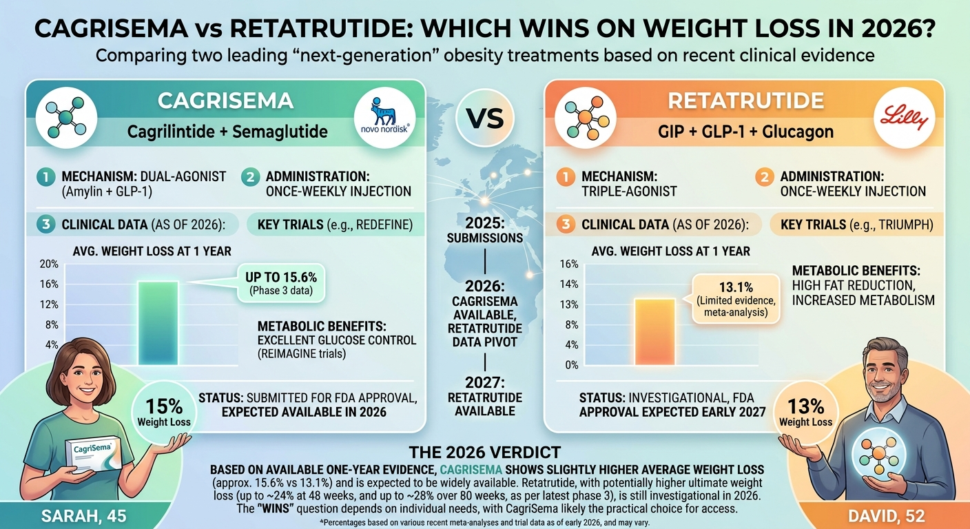 CagriSema vs Retatrutide: Which Wins on Weight Loss in 2026?